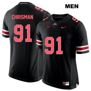 Men's NCAA Ohio State Buckeyes Drue Chrisman #91 College Stitched Authentic Nike Red Number Black Football Jersey PR20V25MM